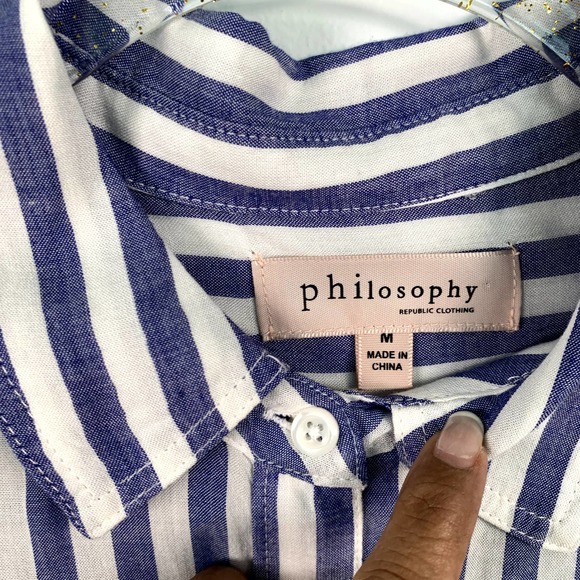 Philosophy Striped Blue/White Tunic Style Women's‎ Shirt M - Picture 4 of 6